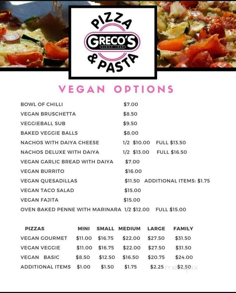 Greco's Pizza - North Bay, ON menu_pic