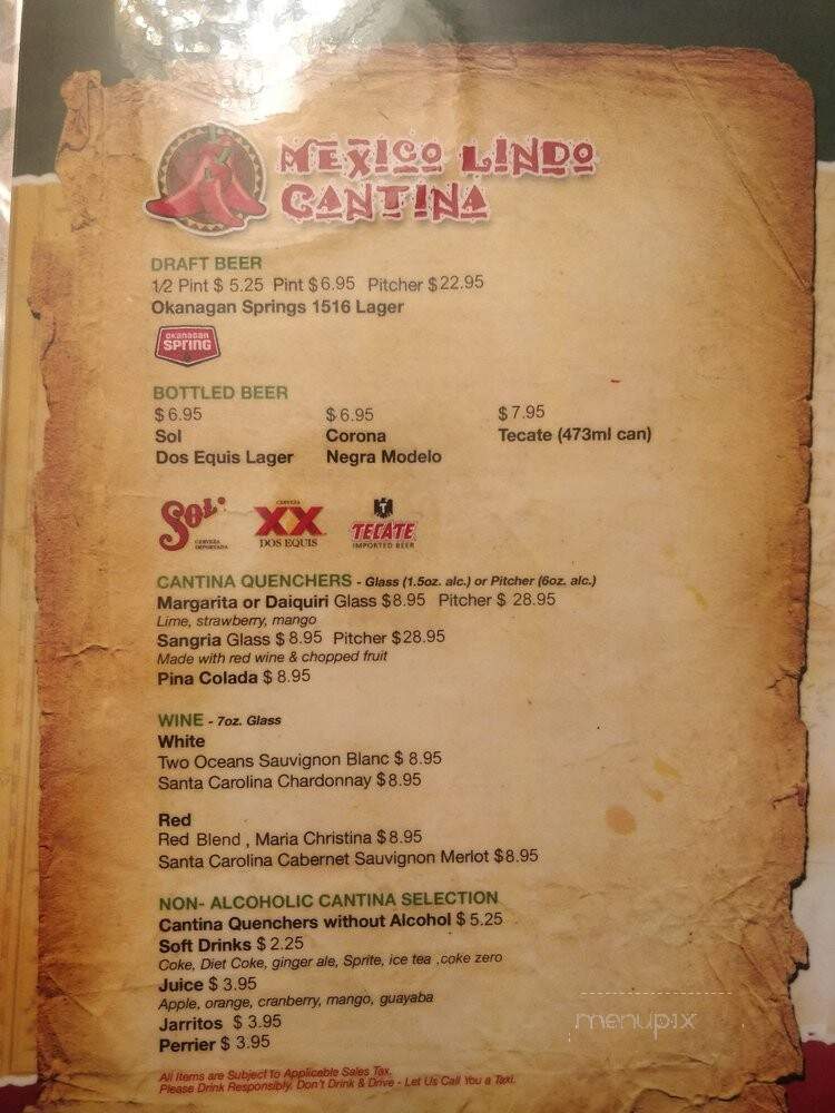 Mexico Lindo - Toronto, ON menu_pic