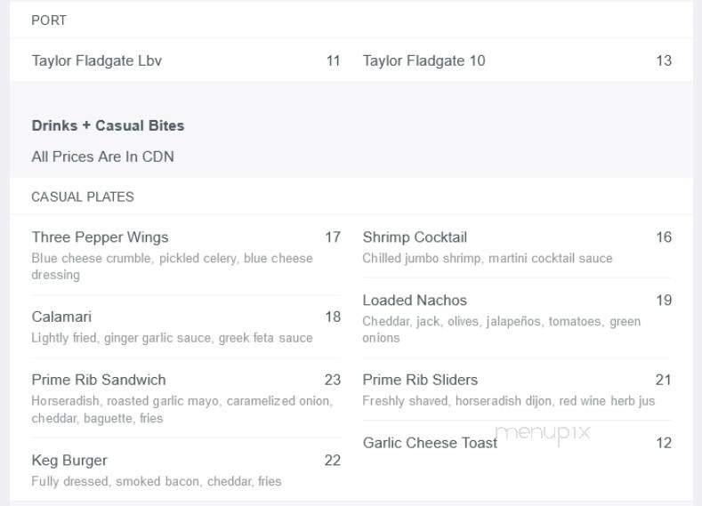 Keg Steakhouse & Bar - Hamilton, ON menu_pic