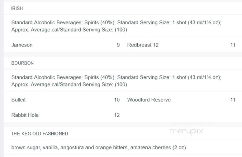 Keg Steakhouse & Bar - Hamilton, ON menu_pic