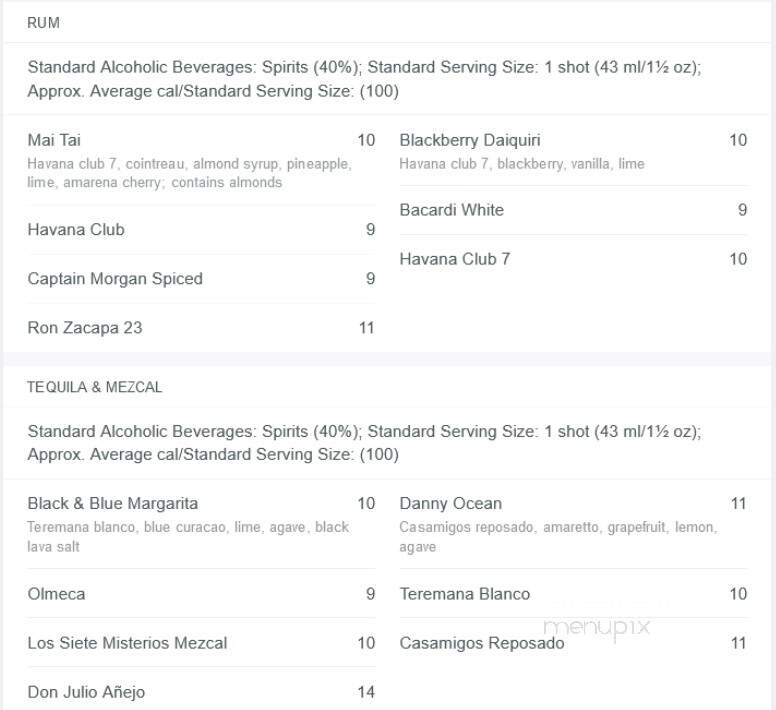Keg Steakhouse & Bar - Hamilton, ON menu_pic