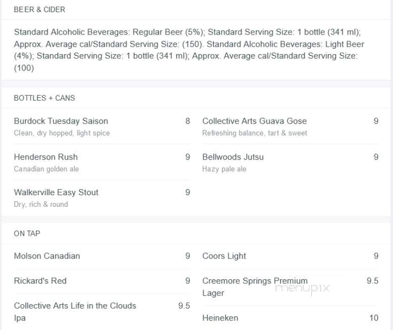 Keg Steakhouse & Bar - Hamilton, ON menu_pic