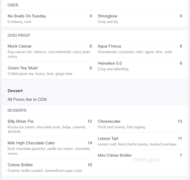 Keg Steakhouse & Bar - Hamilton, ON menu_pic