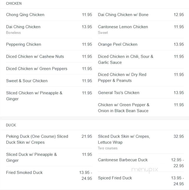 Chongqing Restaurant - Vancouver, BC menu_pic
