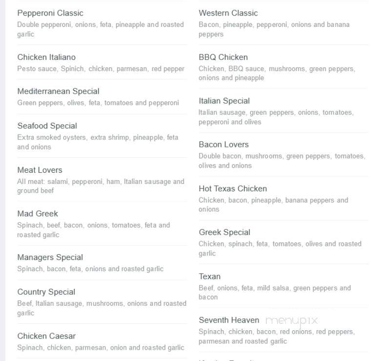 Keating Pizza - Central Saanich, BC menu_pic