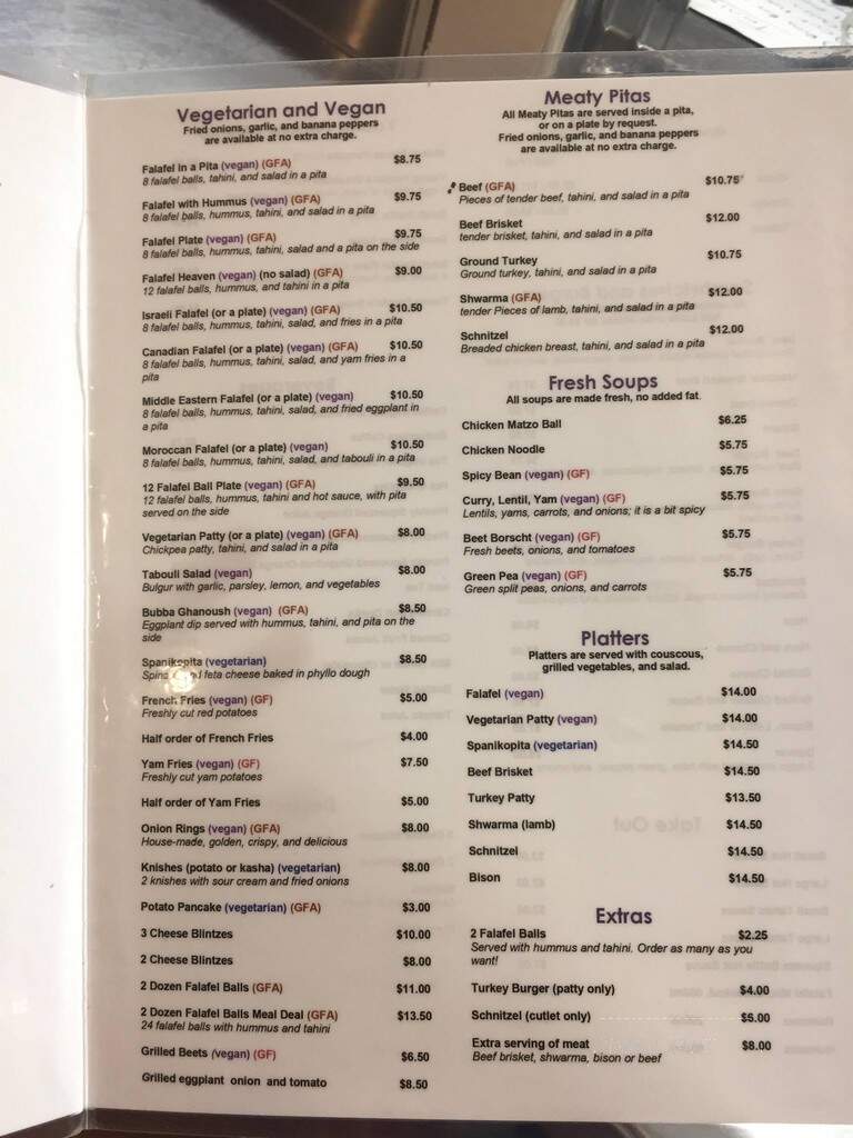 Falafel Place - Winnipeg, MB menu_pic