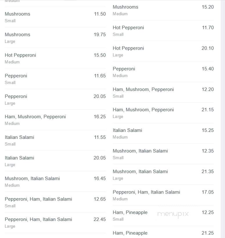 Colosseum Pizza - North Vancouver, BC menu_pic