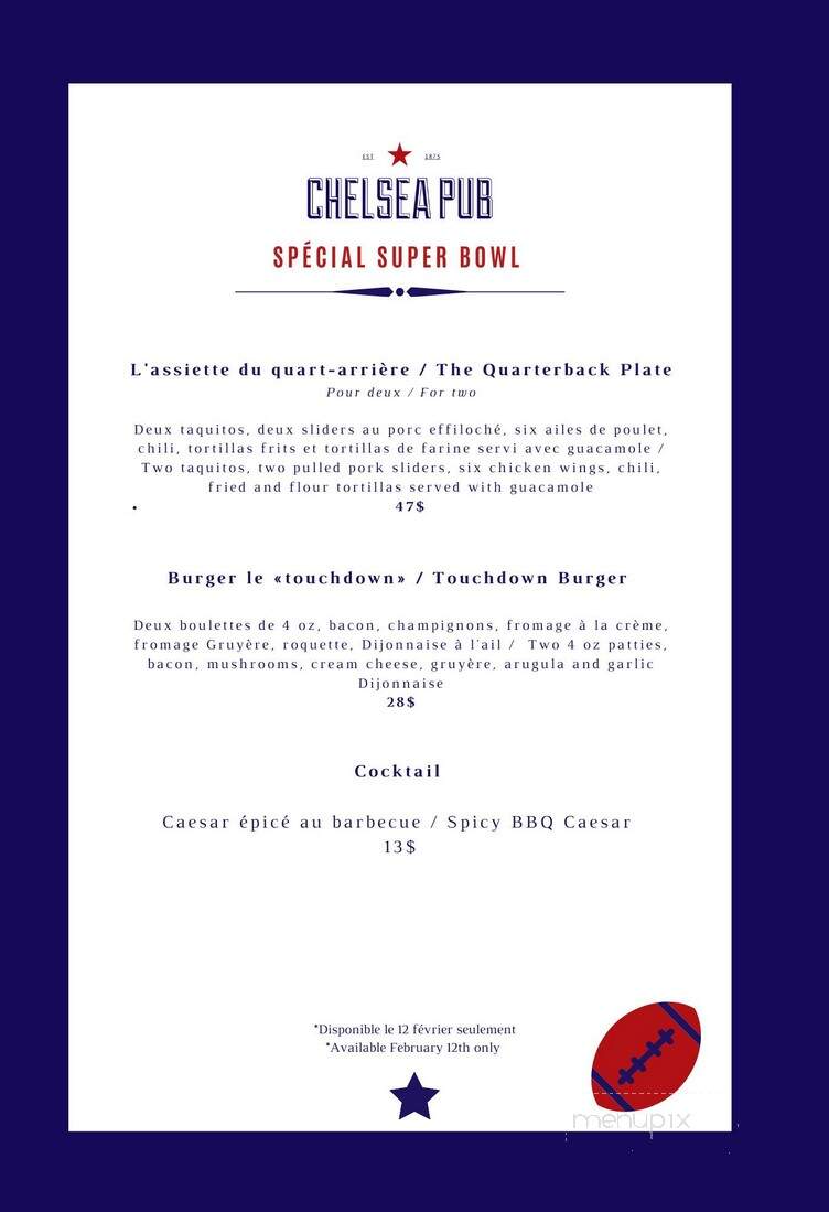 Chelsea Pub - Chelsea, QC menu_pic