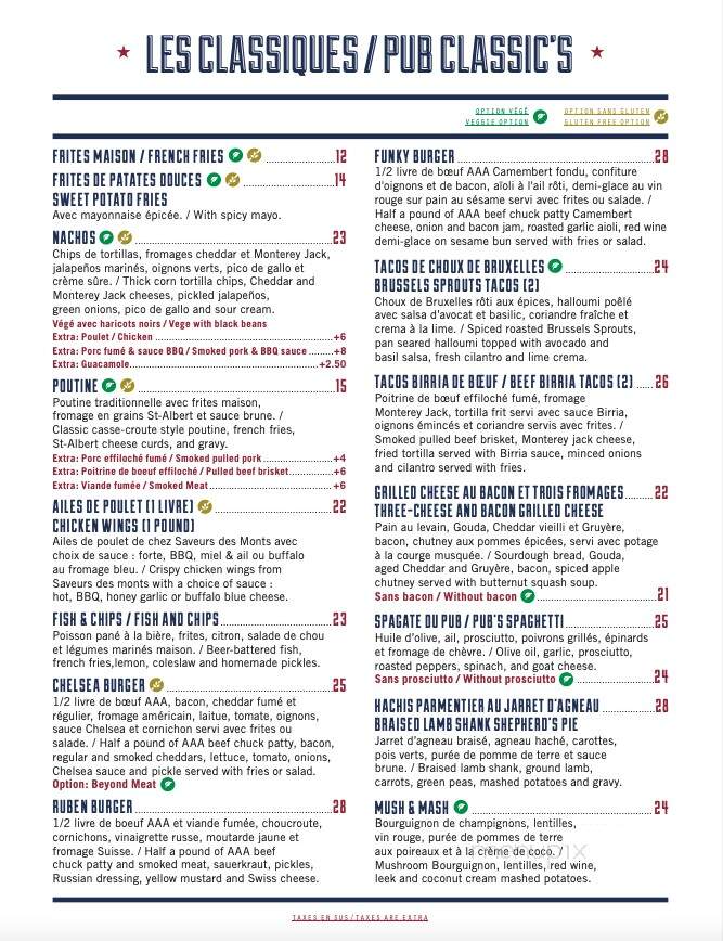 Chelsea Pub - Chelsea, QC menu_pic