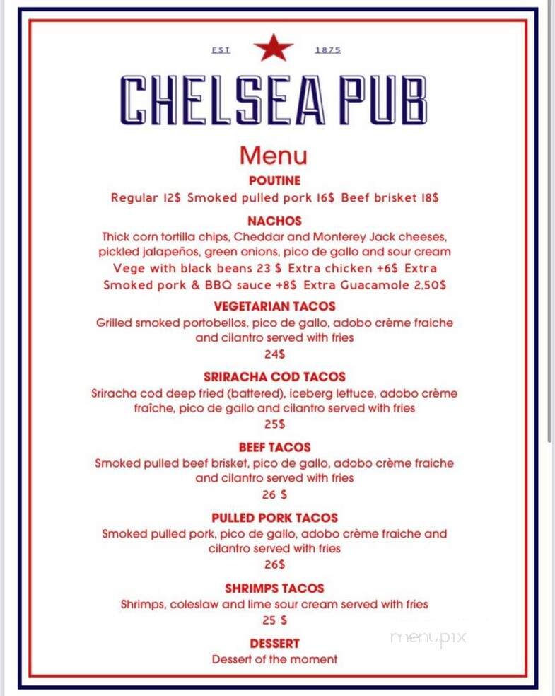 Chelsea Pub - Chelsea, QC menu_pic