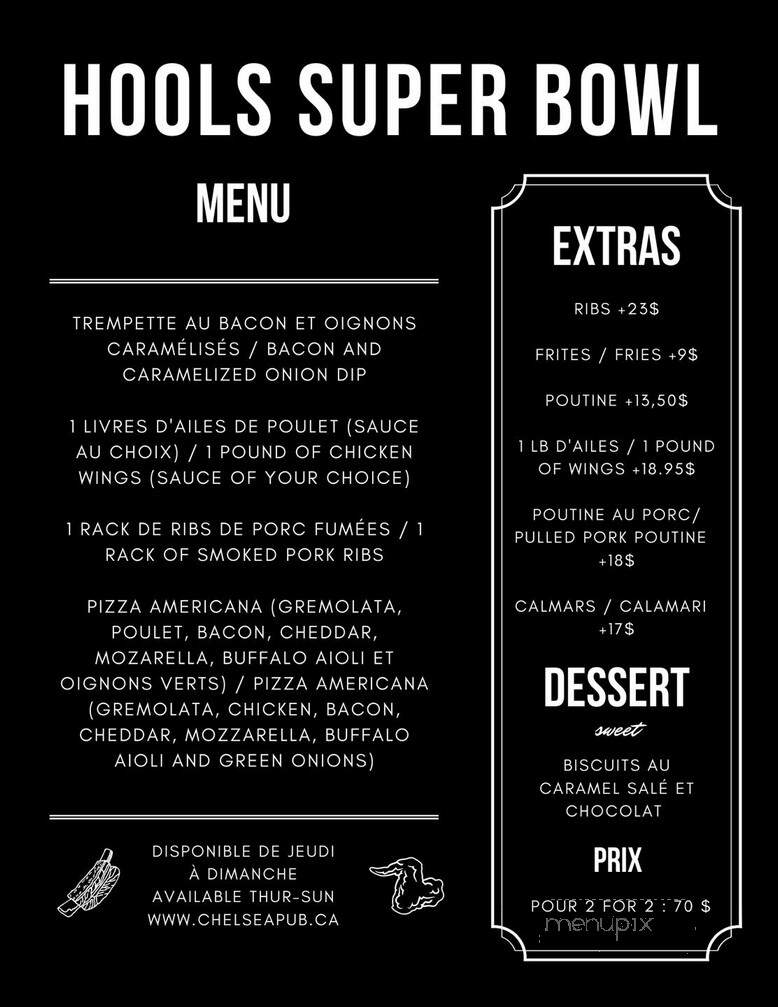Chelsea Pub - Chelsea, QC menu_pic