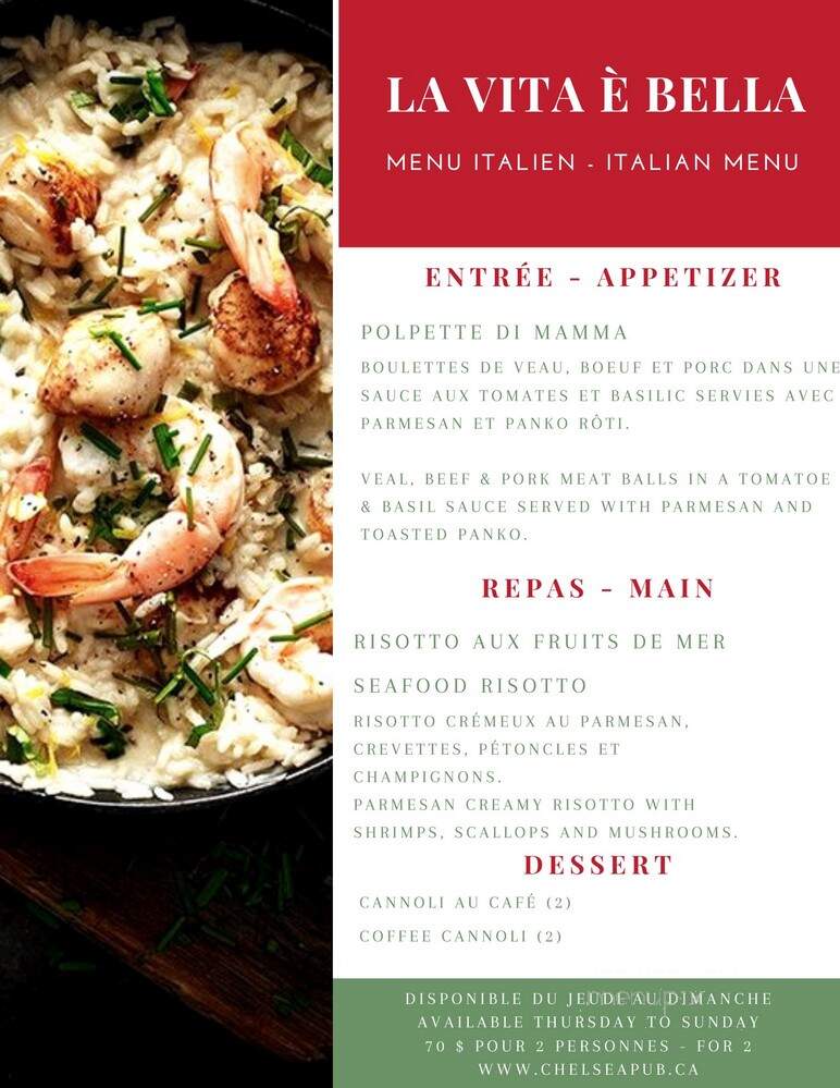 Chelsea Pub - Chelsea, QC menu_pic