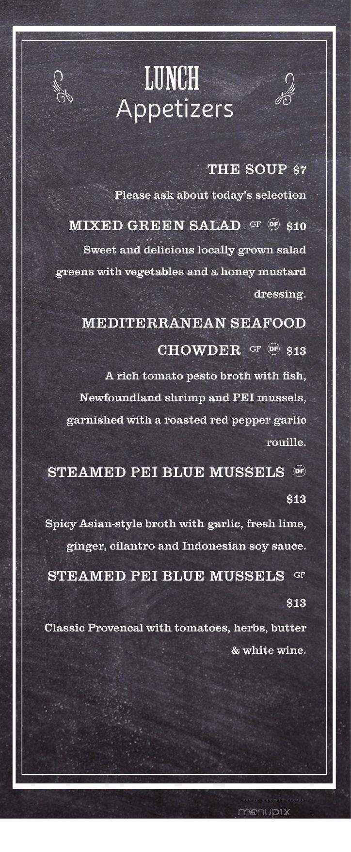 The Olde Glasgow Mill - Hunter River, PE menu_pic
