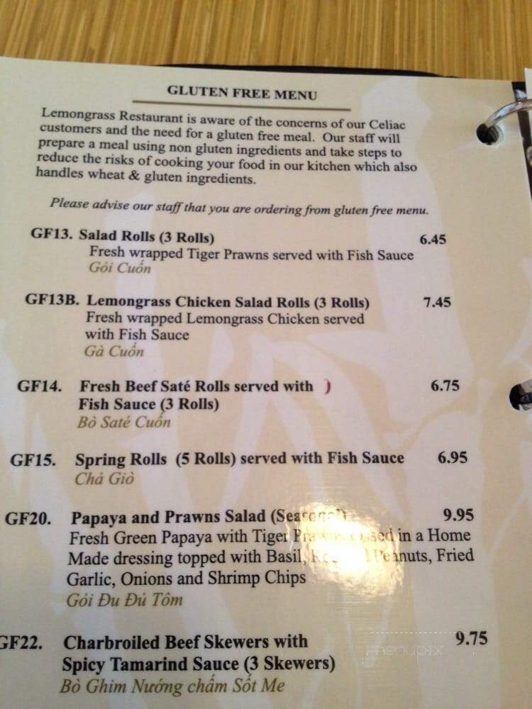 Lemongrass West Vietnamese Cuisine - Calgary, AB menu_pic