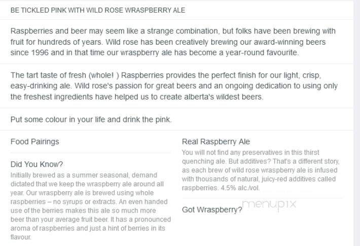 Wild Rose Brewery - Calgary, AB menu_pic