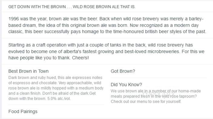 Wild Rose Brewery - Calgary, AB menu_pic