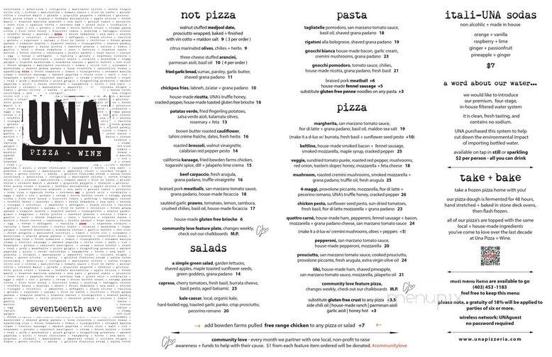 Una Pizza and Wine - Calgary, AB menu_pic
