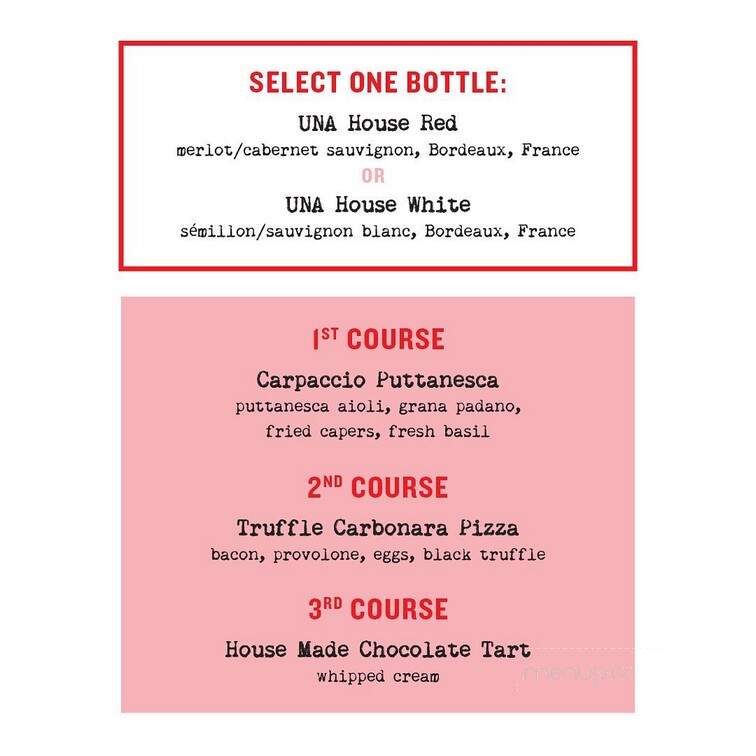 Una Pizza and Wine - Calgary, AB menu_pic