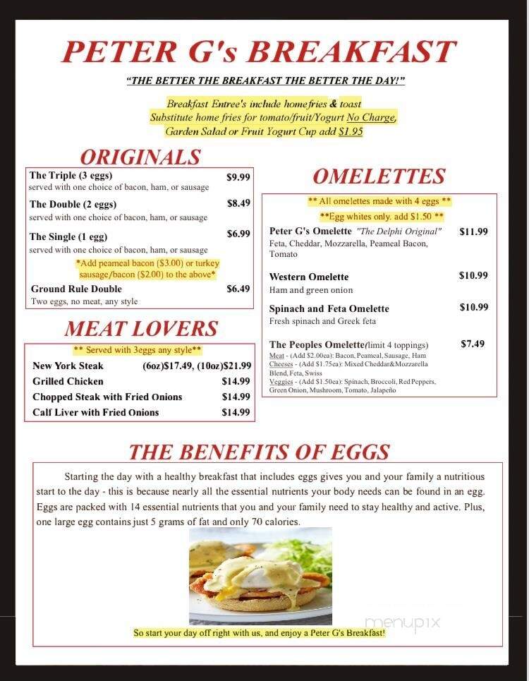 Peter G's Bar and Grill - North York, ON menu_pic