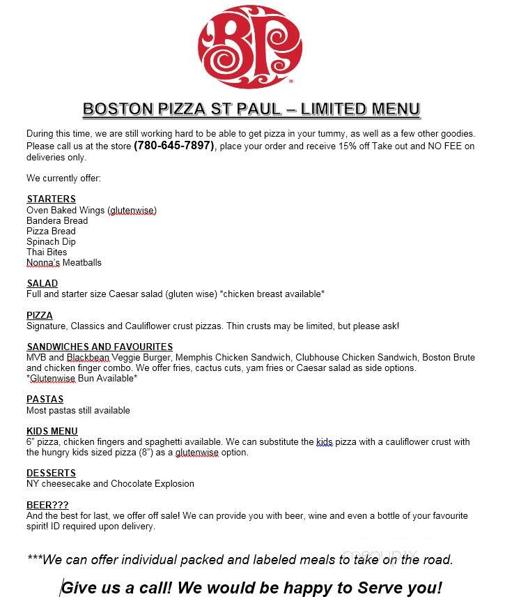 Boston Pizza - Saint Paul, AB