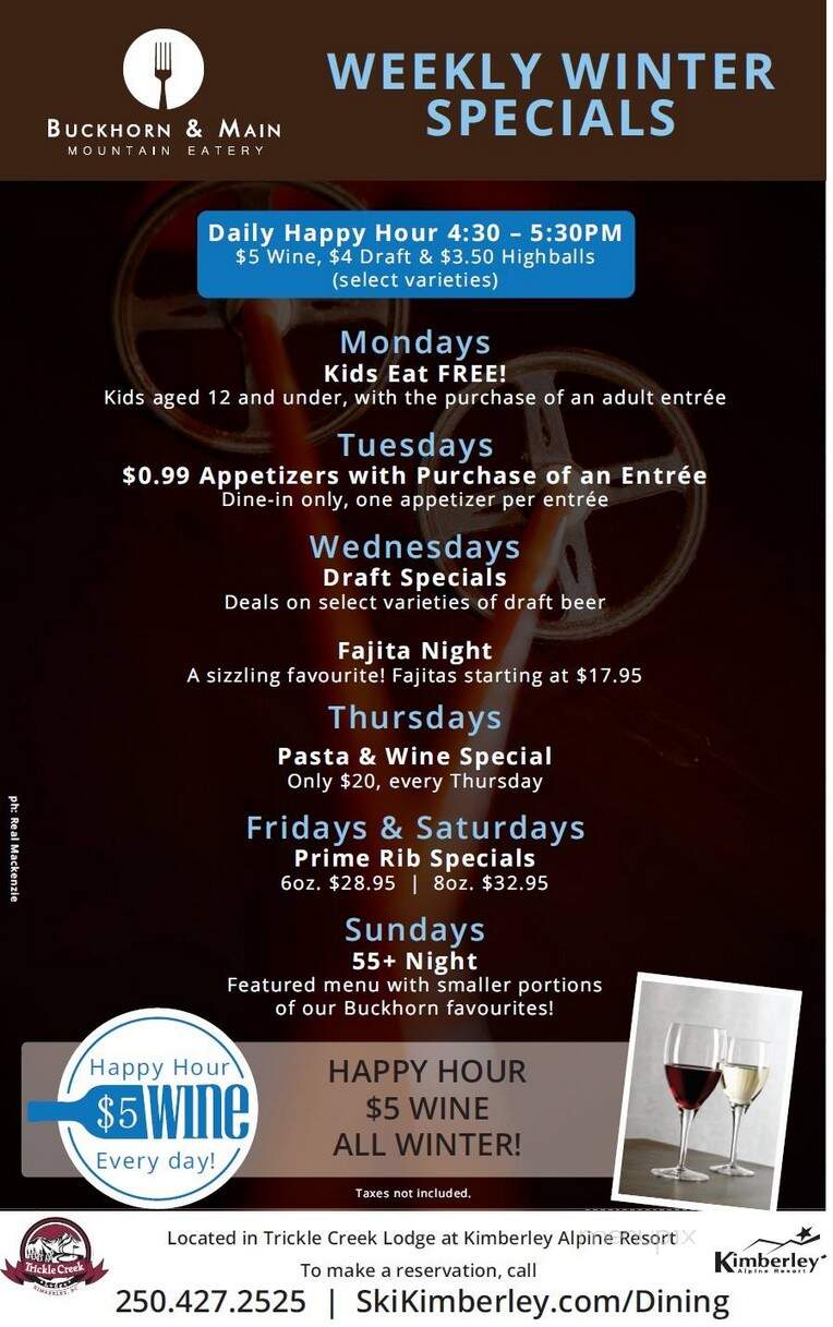 Trickle Creek Golf Resort - Kimberley, BC menu_pic