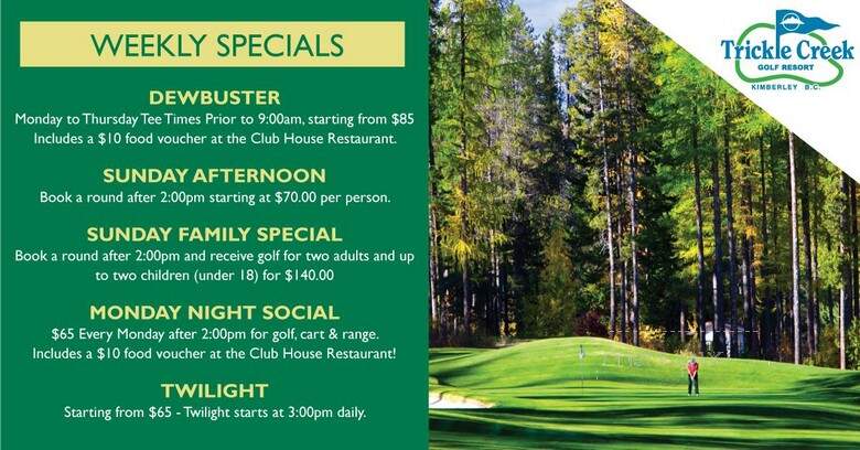 Trickle Creek Golf Resort - Kimberley, BC menu_pic