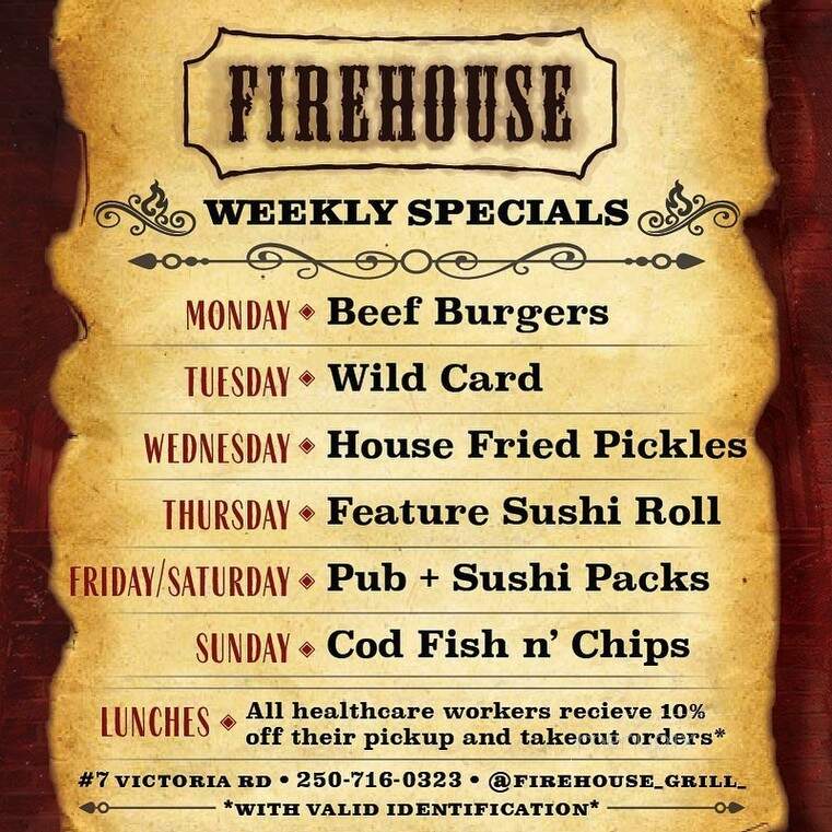 Fire House Grill - Nanaimo, BC menu_pic