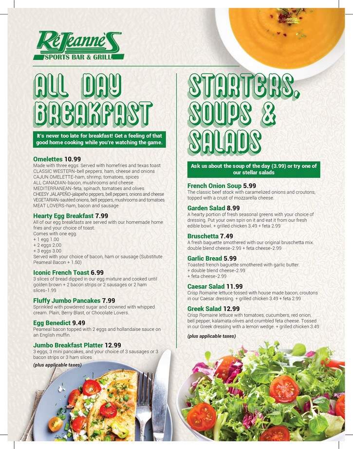 Rejeanne's Bar & Grill - Brampton, ON menu_pic
