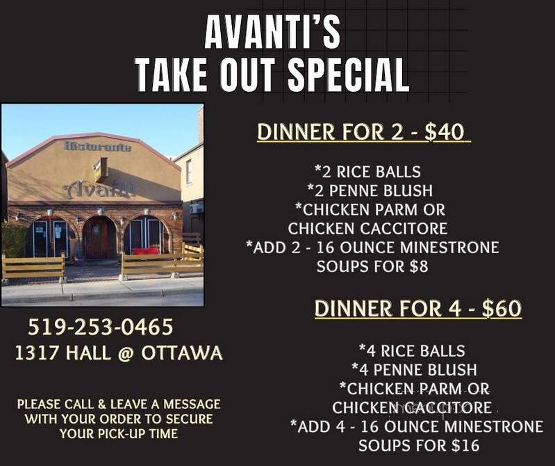 Restaurante Avanti - Windsor, ON menu_pic