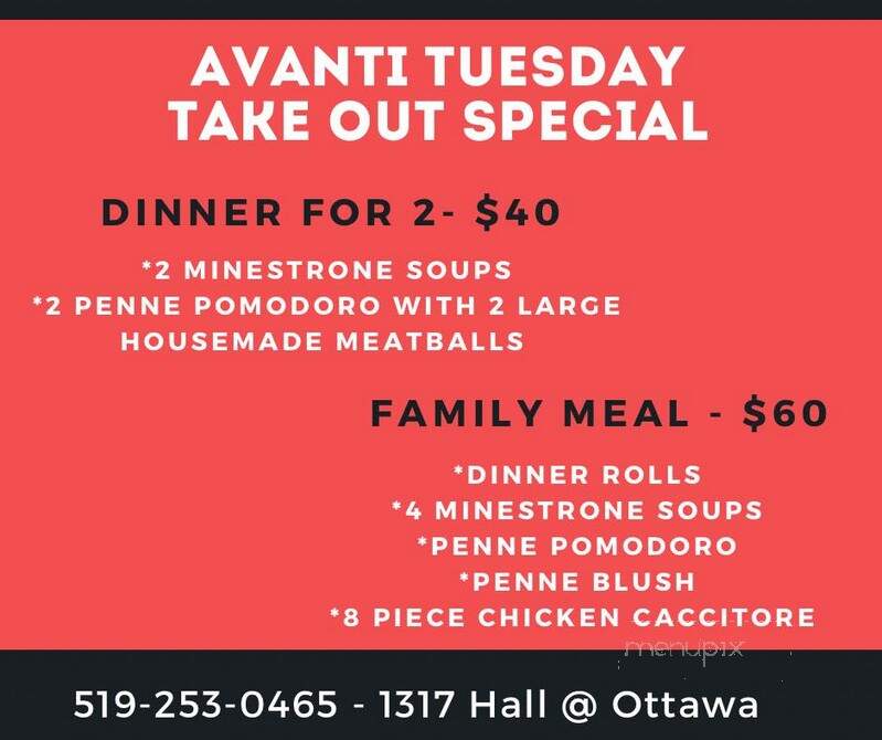 Restaurante Avanti - Windsor, ON menu_pic