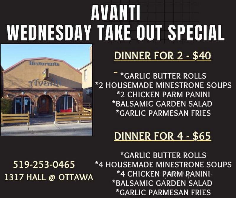 Restaurante Avanti - Windsor, ON menu_pic