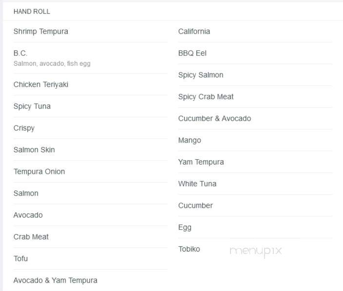 Chiba Sushi - Woodstock, ON menu_pic