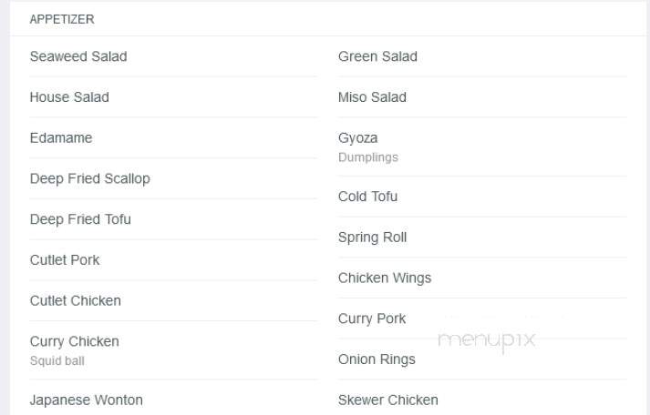 Chiba Sushi - Woodstock, ON menu_pic