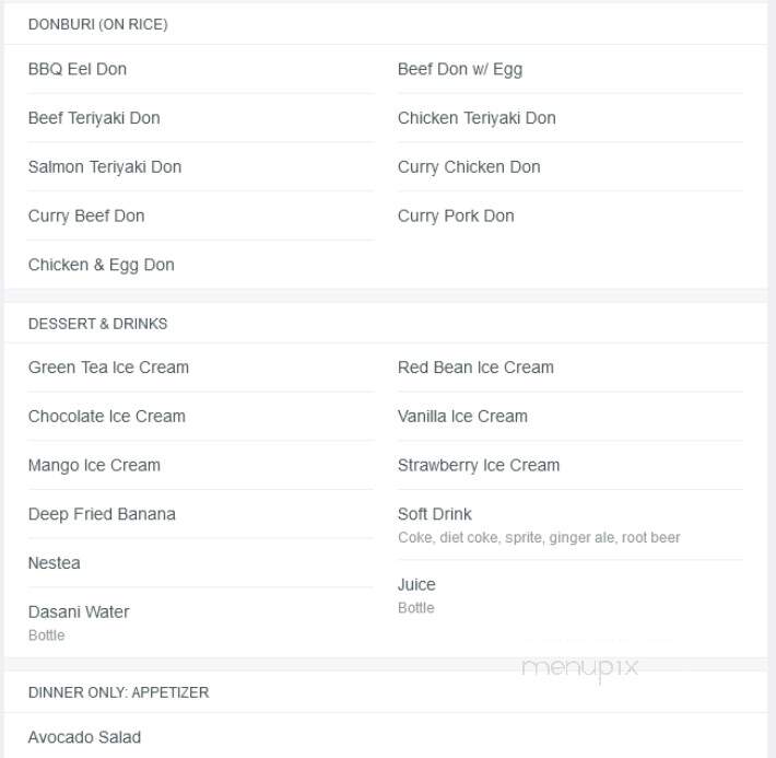 Chiba Sushi - Woodstock, ON menu_pic