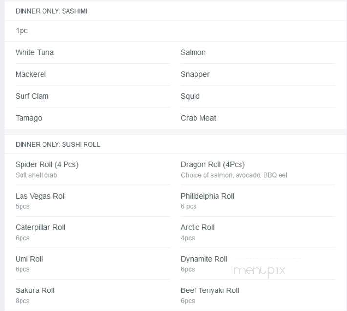 Chiba Sushi - Woodstock, ON menu_pic