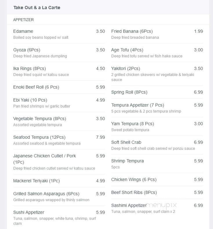 Chiba Sushi - Woodstock, ON menu_pic
