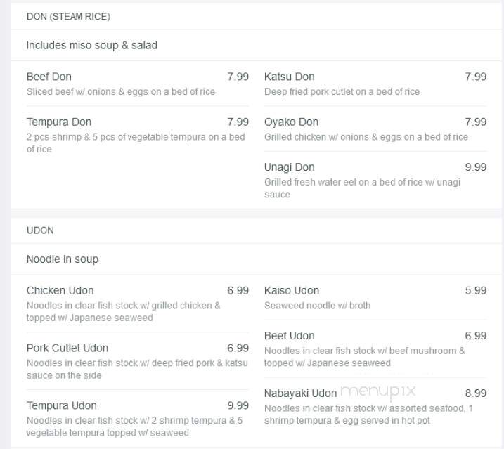 Chiba Sushi - Woodstock, ON menu_pic
