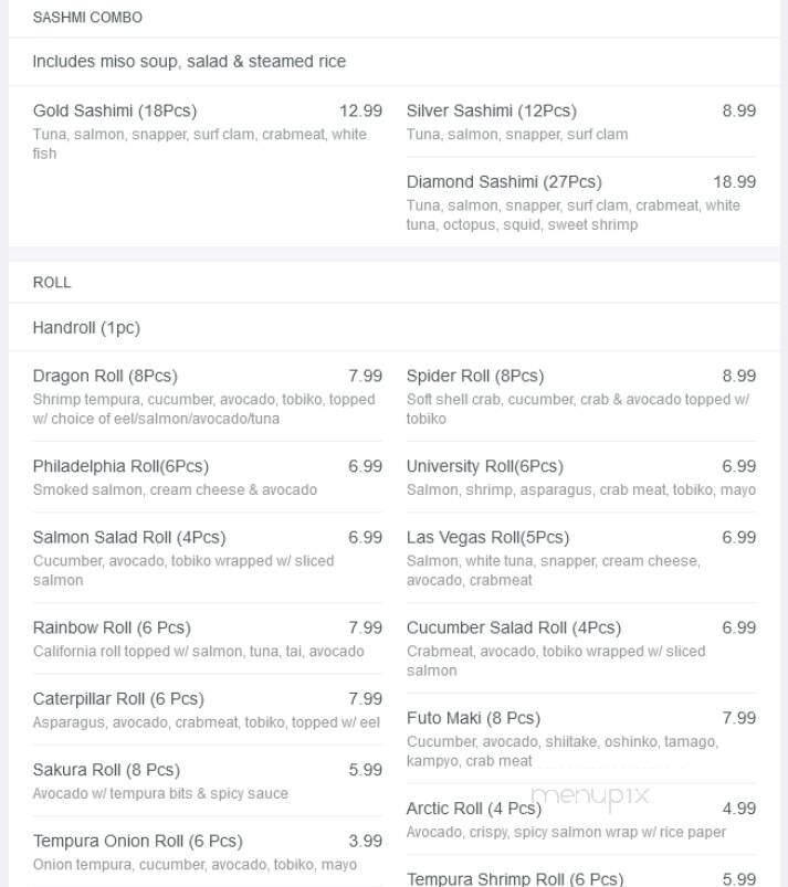 Chiba Sushi - Woodstock, ON menu_pic