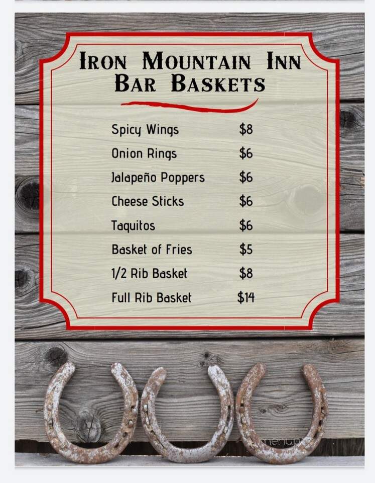 Iron Mountain Inn - Fairfield, ID menu_pic
