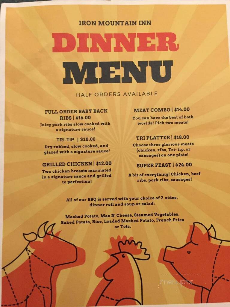 Iron Mountain Inn - Fairfield, ID menu_pic