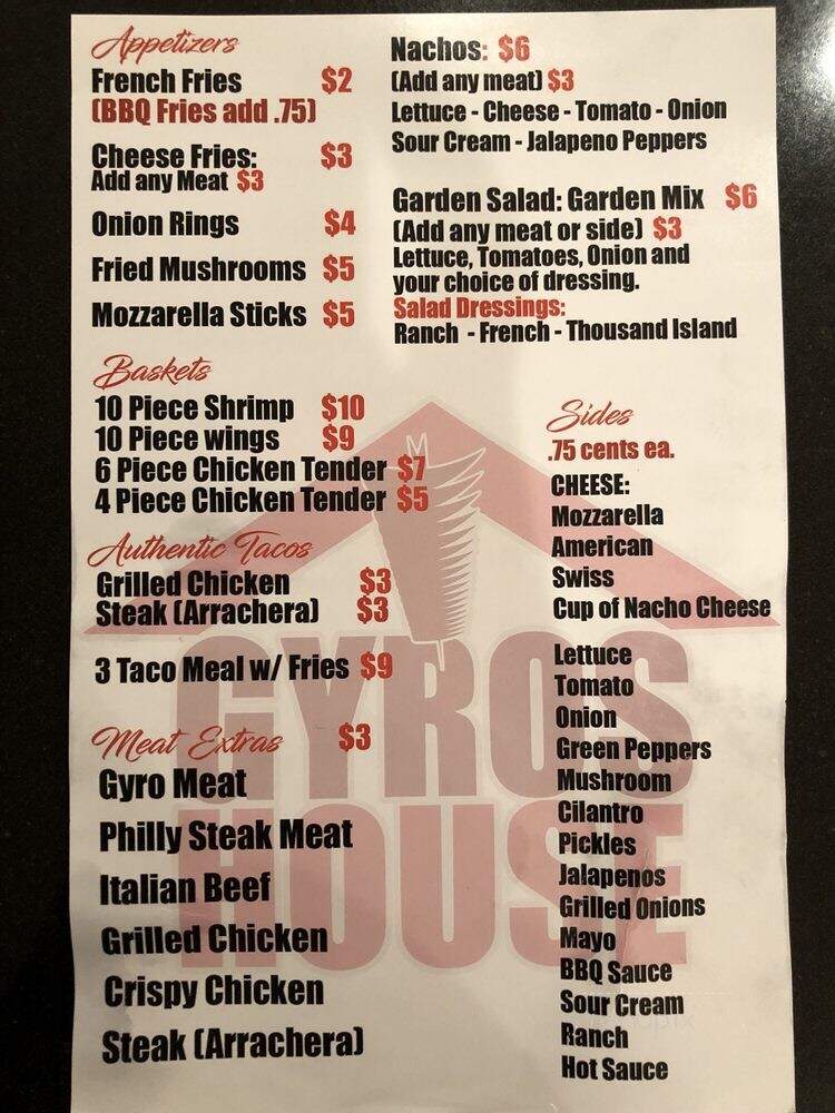 Gyros House - Rockford, IL menu_pic
