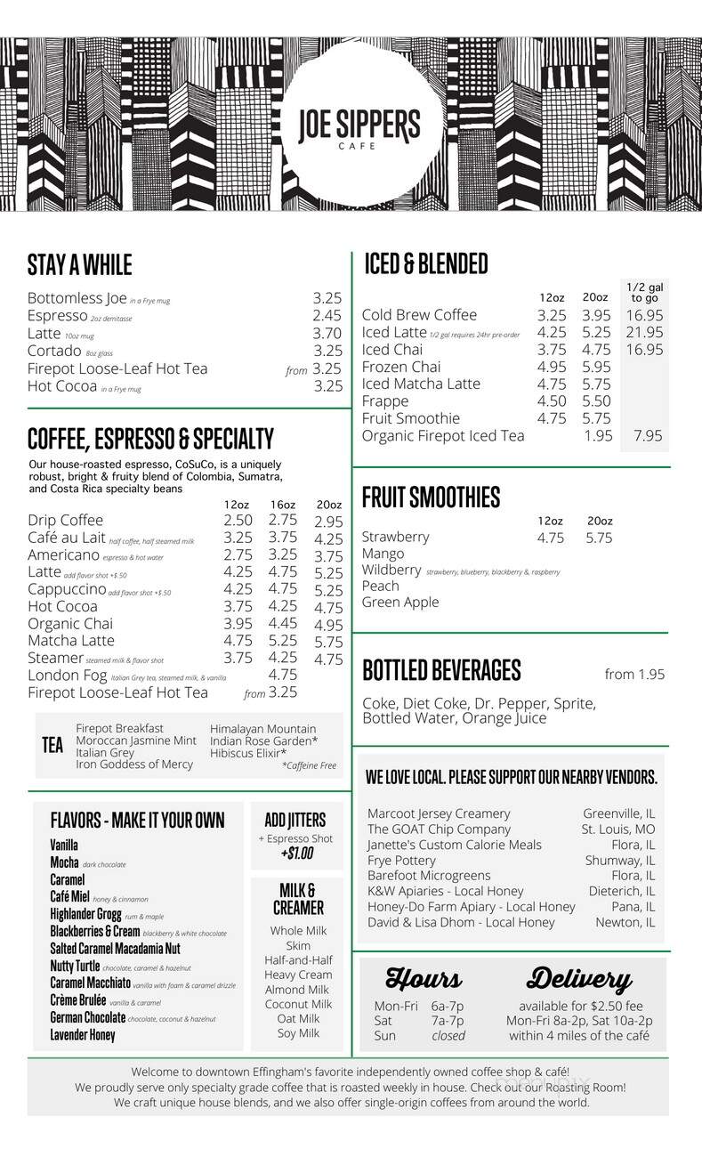 Joe Sippers Cafe - Effingham, IL menu_pic
