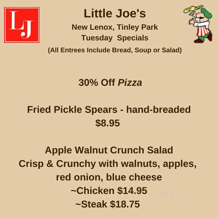Little Joe's Restaurant-Pizza - Tinley Park, IL menu_pic