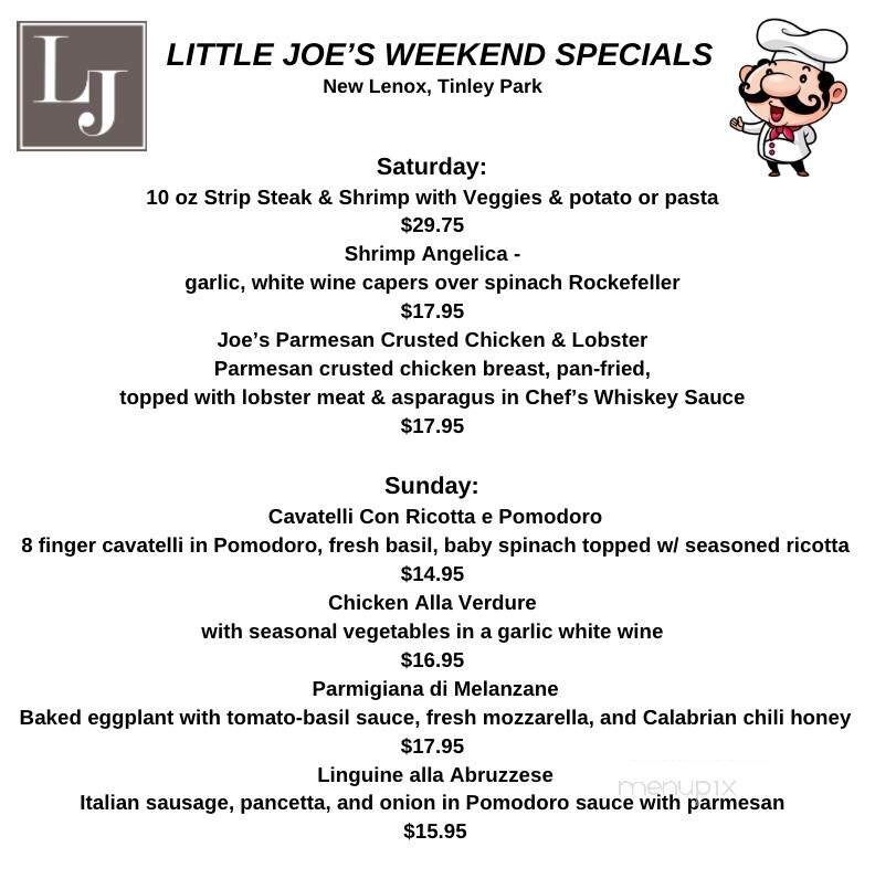 Little Joe's Restaurant-Pizza - Tinley Park, IL menu_pic