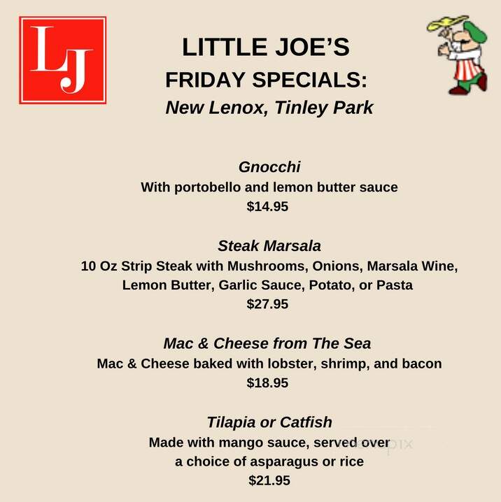 Little Joe's Restaurant-Pizza - Tinley Park, IL menu_pic