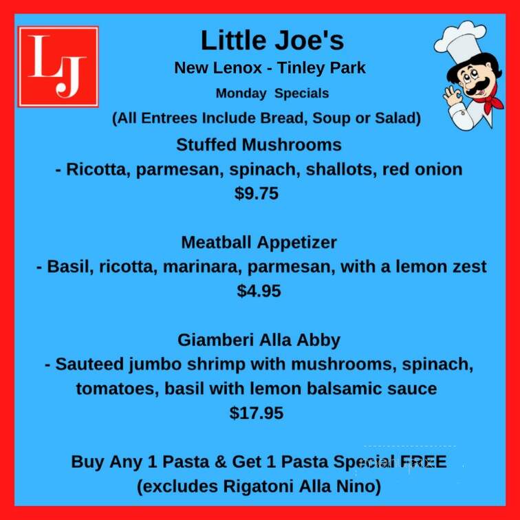 Little Joe's Restaurant-Pizza - Tinley Park, IL menu_pic