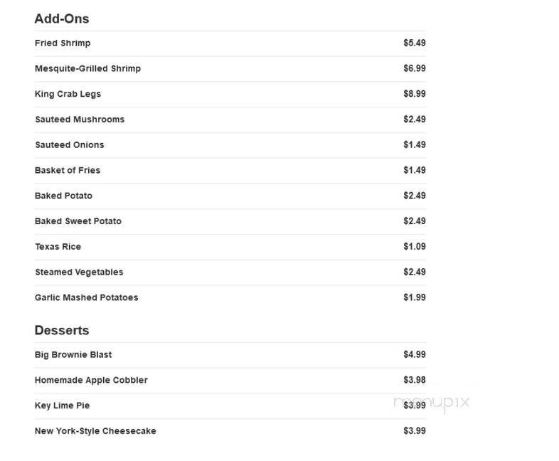 Lone Star Steakhouse - Bloomingdale, IL menu_pic