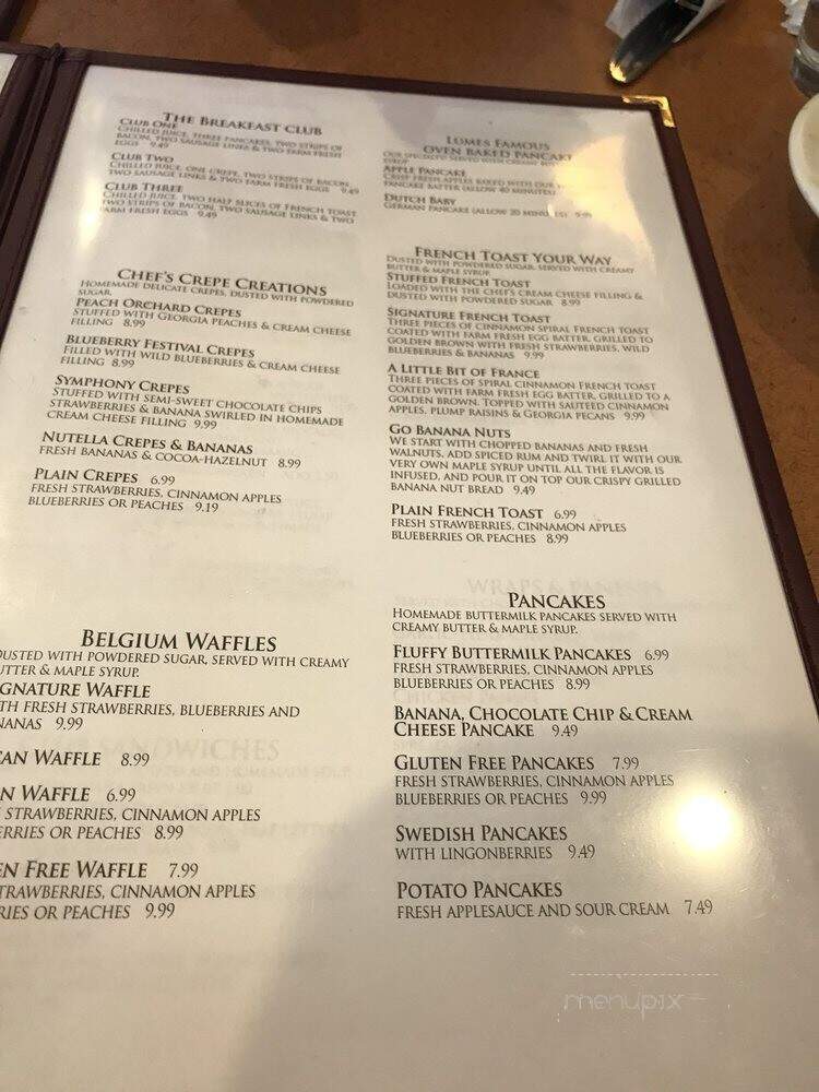 Lumes Pancake House - Palos Heights, IL menu_pic