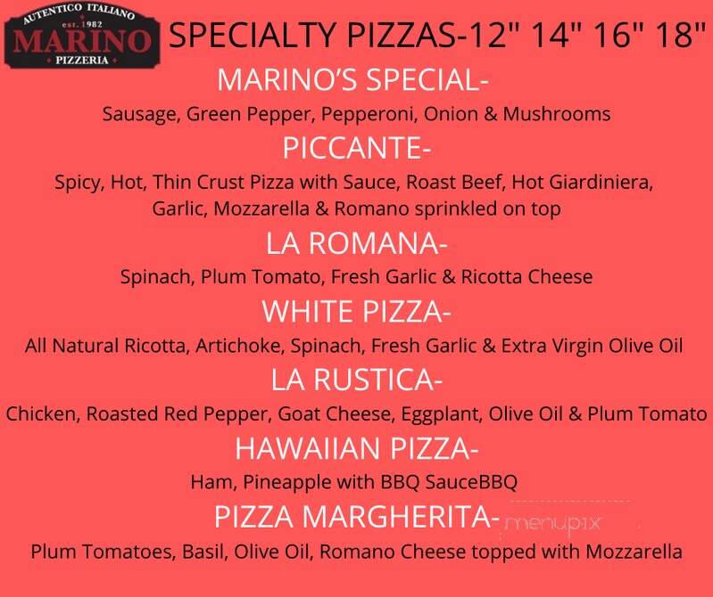 Marino's Pizza & Pasta - Elk Grove Village, IL menu_pic