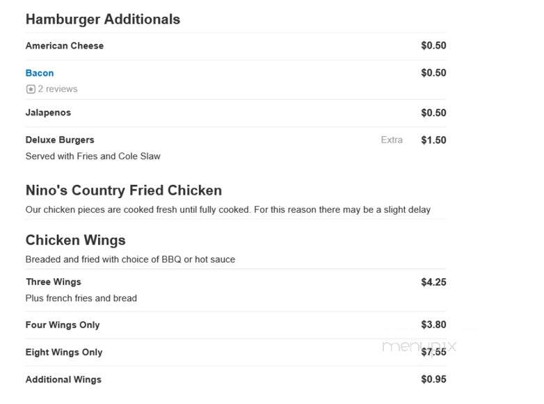 Nino's Pizza - Alsip, IL menu_pic